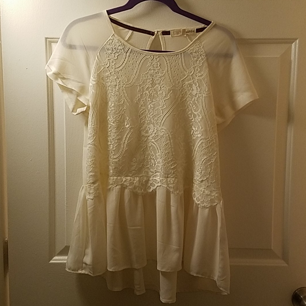 Rewind Chiffon Blousey Top with Lacy Detail